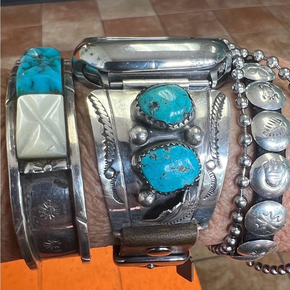 APPLE WATCHBAND SS/turquoise Native American - Picture 3 of 5